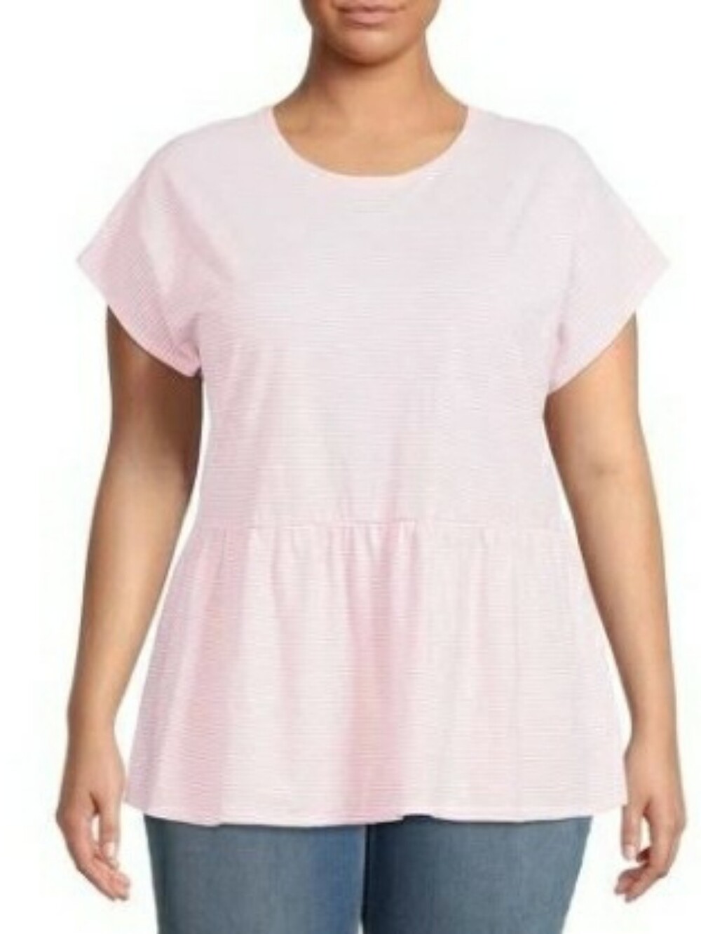Terra & Sky Light Pink Short Sleeve Peplum Top Sz OX (14W)
